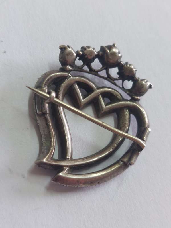 Very Rare!! Early Victorian silver & paste double heart brooch circa 1860`s Value R2500