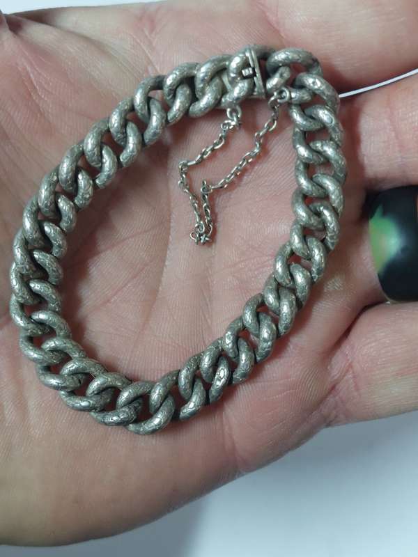 Gorgeous antique 800 silver clip bracelet circa 1910,   12,4g