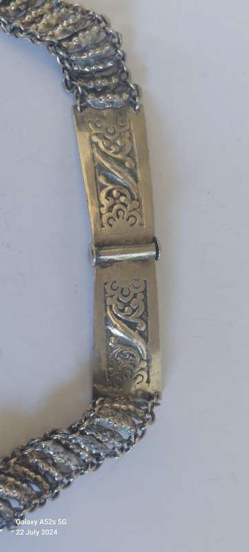 Spectacular antique oriental solid silver choker 41.8g Amazing!!