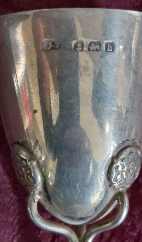 James Fenton Art Nouveau 1913 Birmingham silver liquer glass set