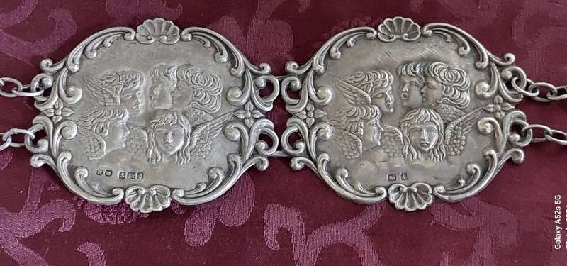 Amazing Art Nouveau 1910 Birmingham silver Cherub belt by Henry Matthews 109.2g