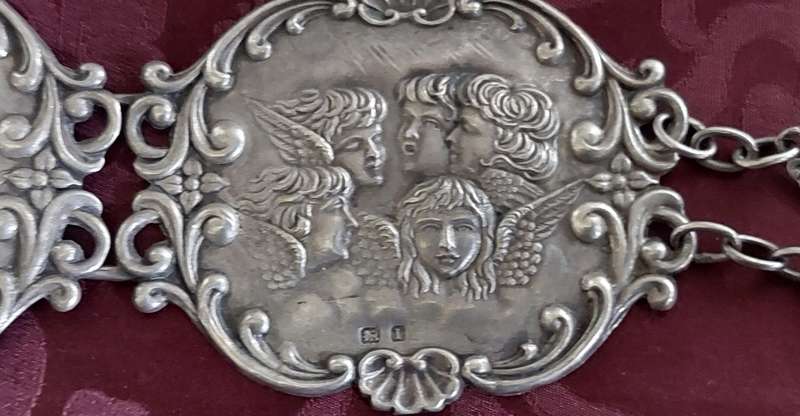 Amazing Art Nouveau 1910 Birmingham silver Cherub belt by Henry Matthews 109.2g