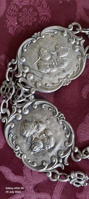 Amazing Art Nouveau 1910 Birmingham silver Cherub belt by Henry Matthews 109.2g