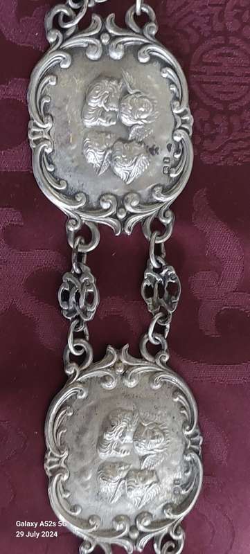 Amazing Art Nouveau 1910 Birmingham silver Cherub belt by Henry Matthews 109.2g