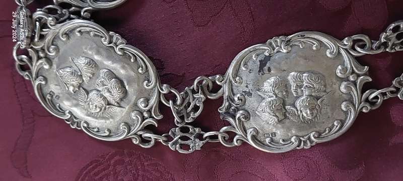 Amazing Art Nouveau 1910 Birmingham silver Cherub belt by Henry Matthews 109.2g