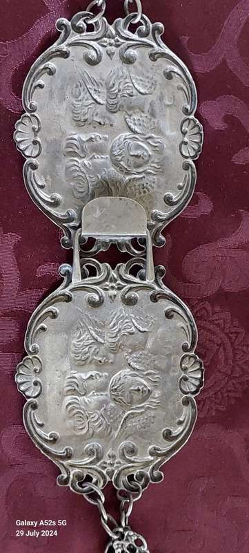 Amazing Art Nouveau 1910 Birmingham silver Cherub belt by Henry Matthews 109.2g
