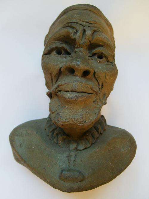 AWESOME RARE!! SA ARTIST HEZEKIEL NTULI ZULU CLAY BUST 'signed'