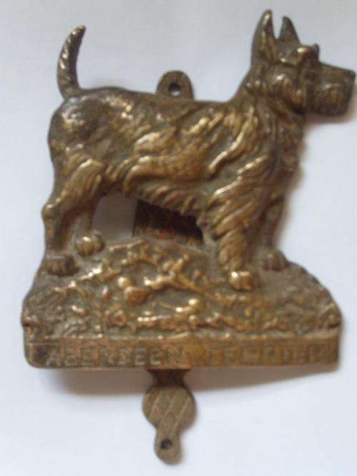 AWESOME VINTAGE!! ABERDEEN TERRRIER( SCOTTIE) BRASS DOOR KNOCKER
