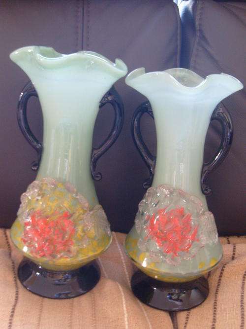 LARGE PAIR OF VICTORIAN GLASS VASES