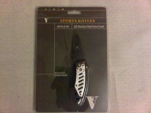 SPORTS KNIFE - 420 STAINLESS STEEL CAMO COVERT!!! BLACK BLADE