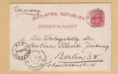 B90316 Transvaal 1896 ELANDSRIVER scarce to Germany