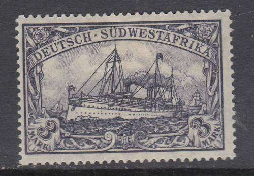 B180101 GEPRUFF = CERTIFIED genuine German South West Africa 1906 3 mark = 25 HOLES Sacc 33a R1200