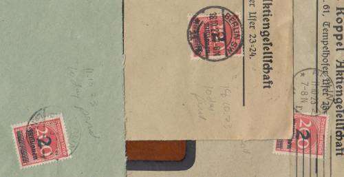 B190701 ADVERTISING envelopes Germany Inflation 1923 covers 10 day period x 3