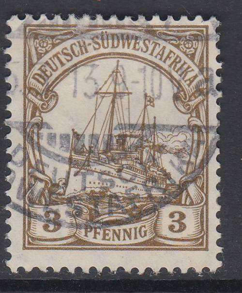 B190601 Yellow brown GSWA South West Africa 1906 Lozenge wmk FU