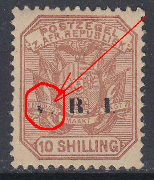 B190701 MISSING V Transvaal 1900 MH rare = original printing = NOT A FORGERY