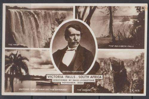 B190701 DAVID LIVINGSTONE discoverer Victoria Falls Rhodesia circa 1910 pristine VALETINES card