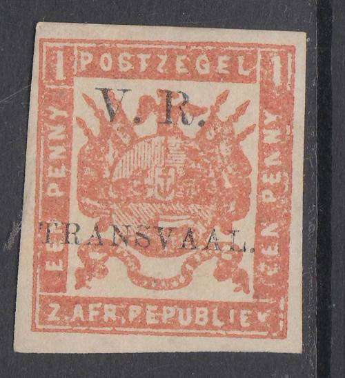 B190701 MISSING Horizontal line =- Red on yellow Transvaal 1877 SG 147 VF MINT original gum cat £70