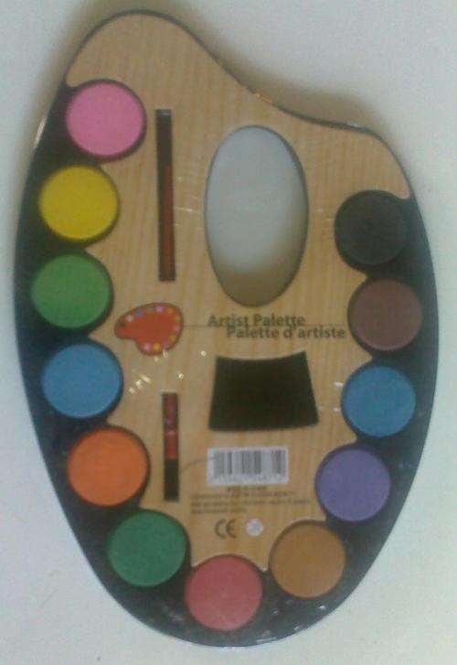 Artist Palette with Paint brush. 12 Diffrent Water colours