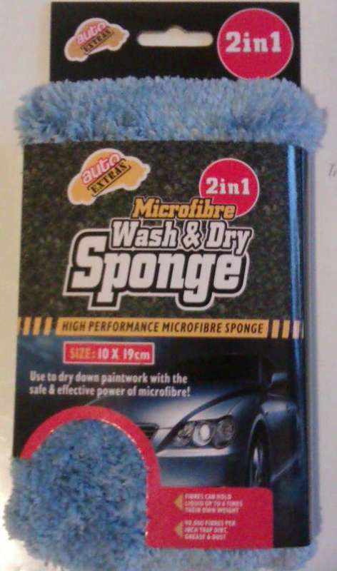 Microfiber 2 in 1 wash and dry Sponge (90,000 per inch traps dirt,grease and dust)