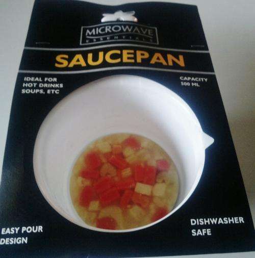 Microwave Saucepan.Perfect for warming soups,gravy's,water & all other liquids.With spout for pourin