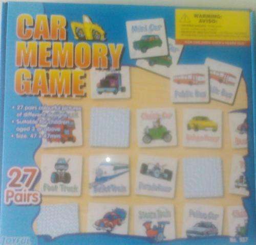 Car Memory Game. Includes 27 pairs, Size 47 X 47mm. Builds Memory and Co-ognitive Development.