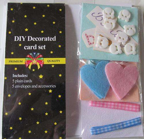 Premium Quality. DIY Decorated Card Set, Includes 5 Plain cards, 5 Envelopes and all Accessories !!!