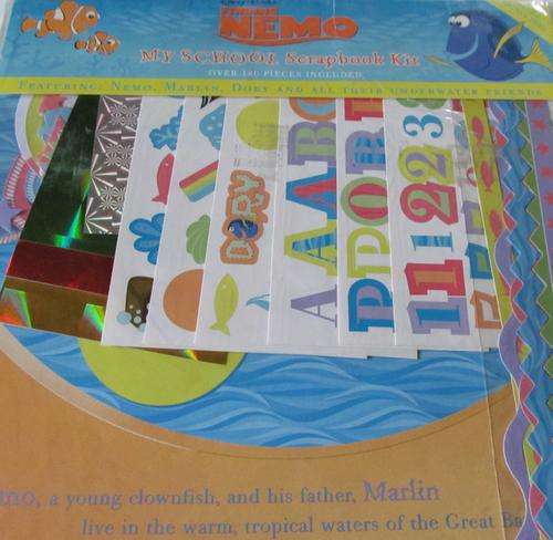 Finding Nemo Scrapbook set.  Over 180 pieces including die-cast shapes, frames, boarders, foil sheet
