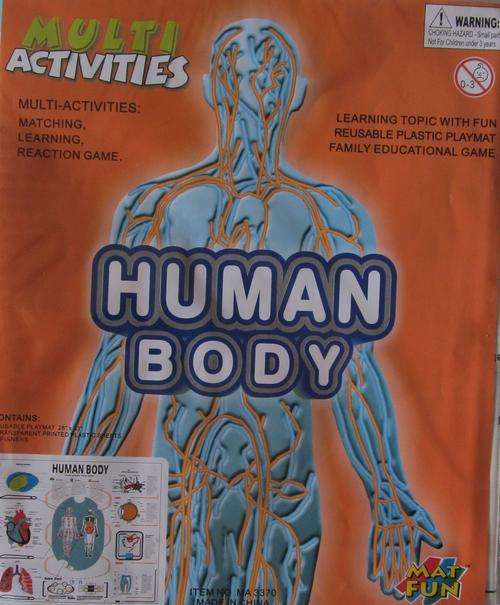 Human body activity mat with 6 sheets,spinner & re-usable playmat.Matching,learning & reaction game.