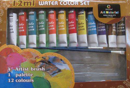 12ml Water colour set. 12 colours and 4 brushes.