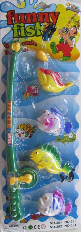 Funny Fish, rod and 4 fish,