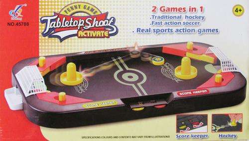 Table Top Shoot Active!! 2 Games in 1.  Traditional Hockey and Fast action Soccer.