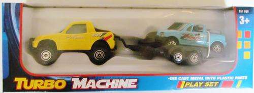 DIE CAST ! ! ! Turbo Machines Truck, Trailer and Car set.