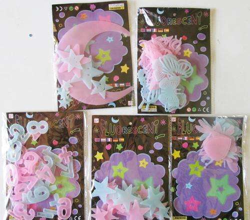 5 Diffrent Glow in the dark fluorescent shapes.  (Double sided type included) Take 1 or all 5
