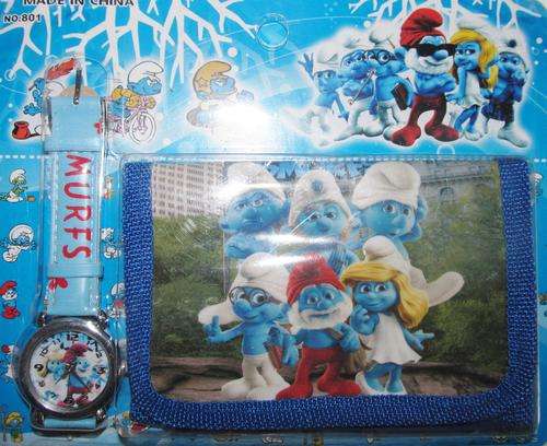 Stunning Wallet and Watch set. Perfect Gift Idea!!! THE SMURFS