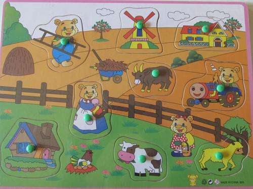 Educational Wooden Puzzle - TEDDY BEAR FARM - Great quality, bright and colourfull !