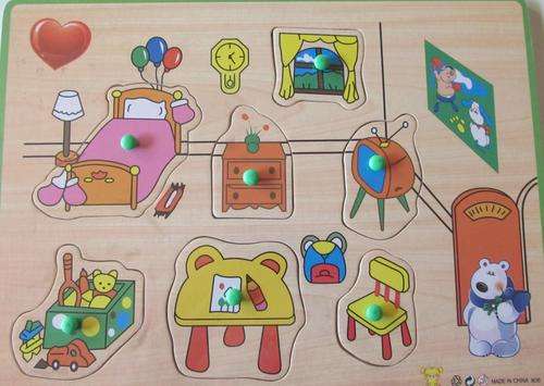 Educational Wooden Puzzle - IN THE HOME - Great quality, bright and colourfull !