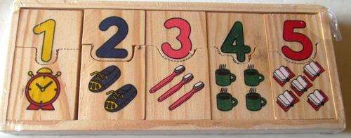 Wooden Self Correcting Number Blocks in wooden tray