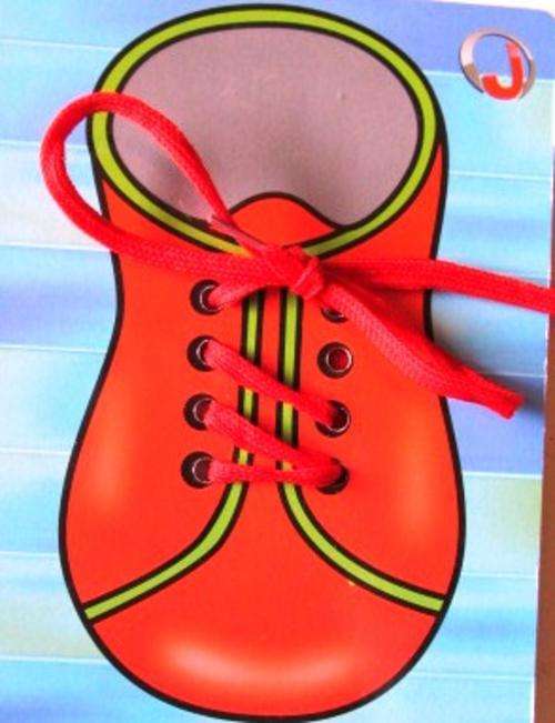 STOCK CLEARANCE !!!  I can tie my own shoe!! Colourfull WOODEN aid to help your child tie his own sh