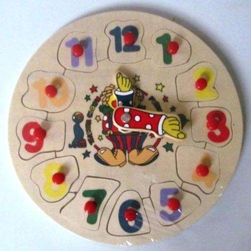 WOODEN colorfull educational puzzle clown clock !!!