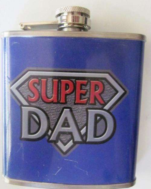 GREAT GIFT IDEA -  FLASK Super Dad - LAST AUCTION FOR 2015