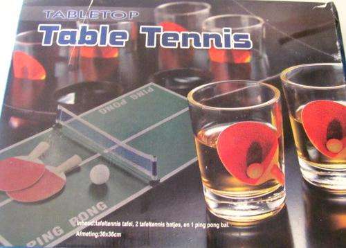 Table Tennis Drinking Game, all included. (2x bats, ball, net, table top and shot glasses)