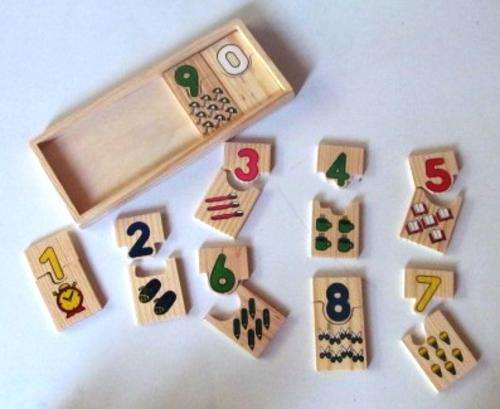Self Correcting wooden number blocks in convenient storage container