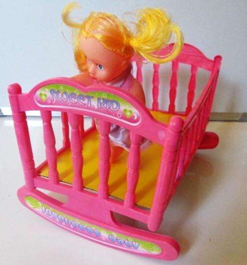 Adorable Crib and Doll - PINK - Doll included