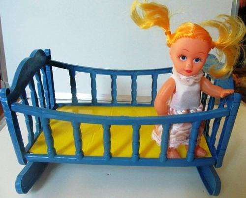 Adorable Crib and Doll - BLUE - Doll included