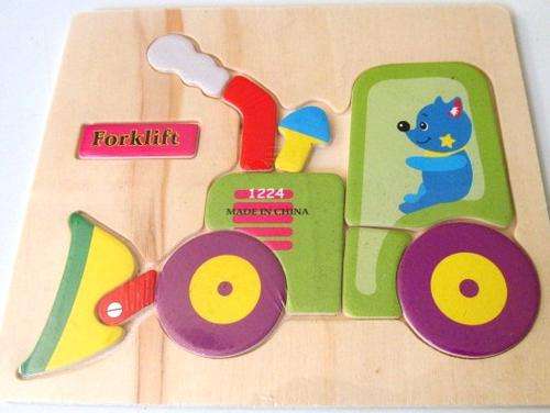 Bright and colourfull WOODEN EDUCATIONAL Puzzle - FORKLIFT