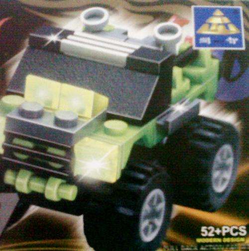 52 piece Lego set. Pole soon Chariot. Develops fine Muscle development, eye-hand co-ordination, cogn