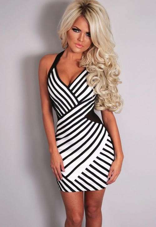 *DIVA RANGE* Black and White Mesh Halterneck Dress PARTY DRESS
