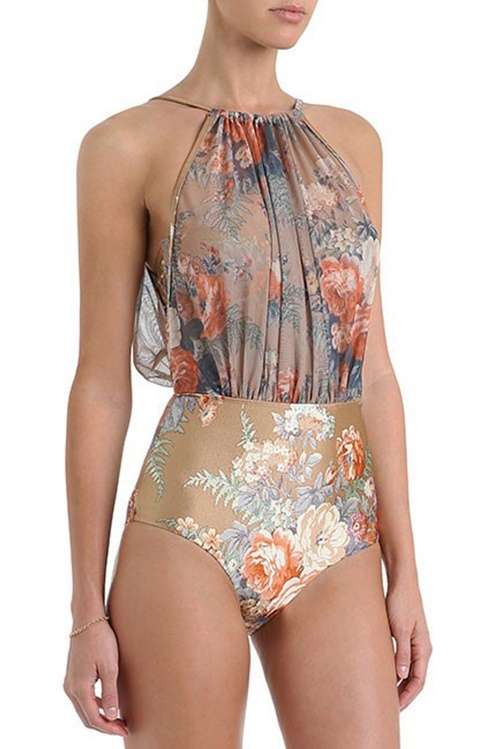 *DIVA RANGE* Retro Floral Mesh High-waisted Monokini