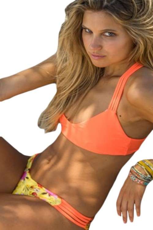 *DIVA RANGE* Low Neck Braid Racerback Floral Bottoms Bikini