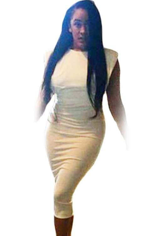 *DIVA RANGE* White Pearl Open Back Bodycon Midi Dress